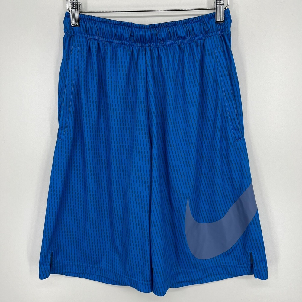 Nike Mens Dri-FIT Basketball Shorts Blue Graphic Swoosh 848790-435 Small